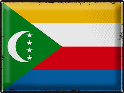 Blechschild Flagge Komoren 40x30 cm Retro Flag Comoros Deko Schild tin sign
