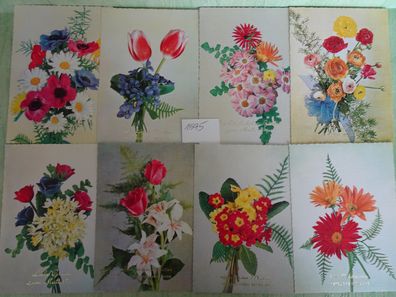 8 alte Postkarte AK Lang JLM Color 6405 West Germany Strukturkarte Muttertag Blumen