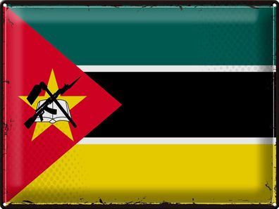 Blechschild Flagge Mosambik 40x30 cm Retro Flag Mozambique Deko Schild tin sign