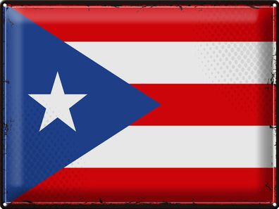 Blechschild Flagge Puerto Rico 40x30 cm Retro Puerto Rico Deko Schild tin sign