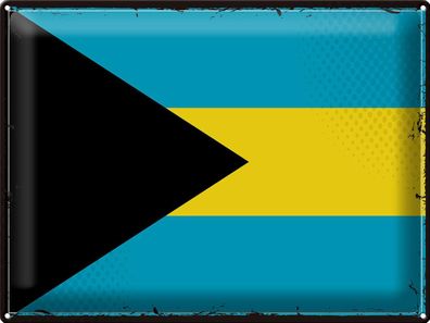 Blechschild Flagge Bahamas 40x30 cm Retro Flag of Bahamas Deko Schild tin sign