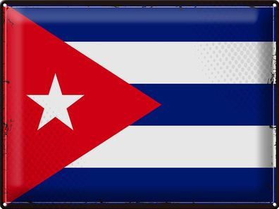 Blechschild Flagge Kuba 40x30 cm Retro Flag of Cuba Deko Schild tin sign