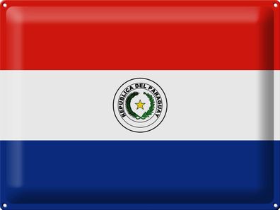 Blechschild Flagge Paraguay 40x30 cm Flag of Paraguay Deko Schild tin sign