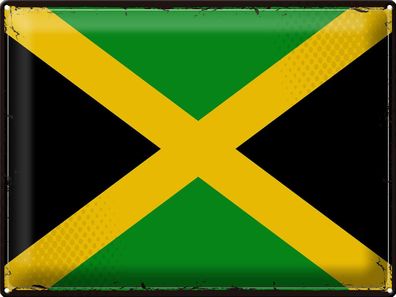 Blechschild Flagge Jamaika 40x30 cm Retro Flag of Jamaica Deko Schild tin sign