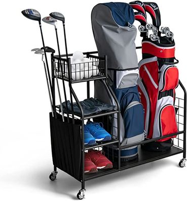 Golftaschen Organizer, Golf-Organizer mit Rollen und Haken, Golf Set Golftaschenregal