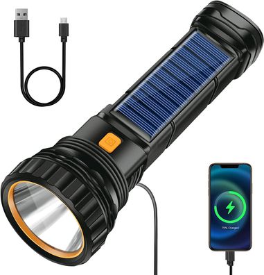 Tragbare USB-wiederaufladbare Solar-LED-Taschenlampe mit 3 Modi