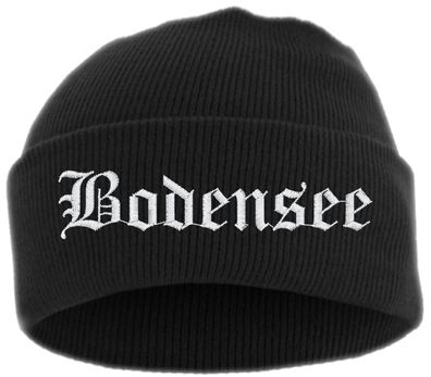 Bodensee Umschlagmütze - Altdeutsch - Bestickt - Mütze mit breitem Umsch...