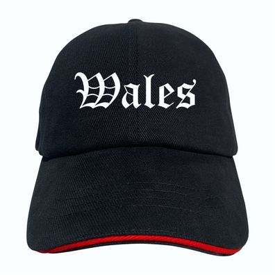 Wales Cappy - Altdeutsch bedruckt - Schirmmütze - Schwarz-Rotes Cap - ...