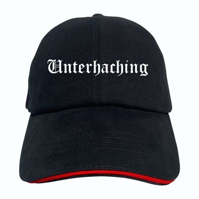 Unterhaching Cappy - Altdeutsch bedruckt - Schirmmütze - Schwarz-Rotes ...
