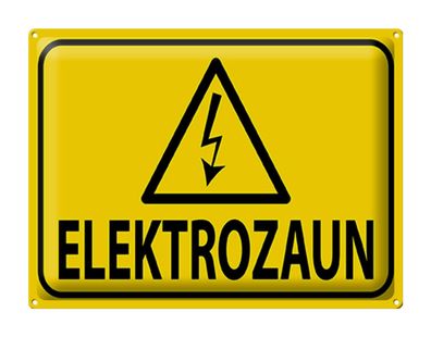 Blechschild Hinweis 40x30cm Elektrozaun Warnschild Vorsicht Deko Schild tin sign