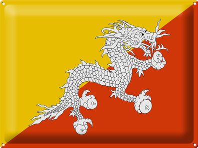Blechschild Flagge Bhutan 40x30 cm Flag of Bhutan Deko Schild tin sign
