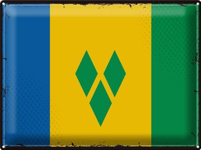 Blechschild Flagge Saint Vincent Grenadinen 40x30 cm Retro Deko Schild tin sign
