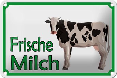 Blechschild Hinweis 18x12 cm frische Milch Verkauf Kuh Deko Schild tin sign