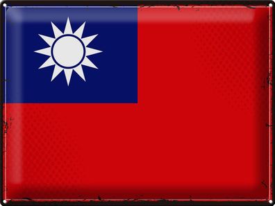 Blechschild Flagge China 40x30 cm Retro Flag of Taiwan Deko Schild tin sign