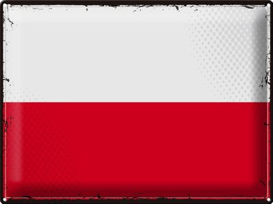 Blechschild Flagge Polen 40x30 cm Retro Flag of Poland Deko Schild tin sign