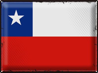 Blechschild Flagge Chile 40x30 cm Retro Flag of Chile Deko Schild tin sign