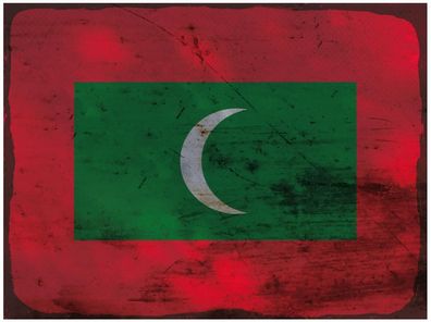 Blechschild Flagge Malediven 40x30 cm Flag Maldives Rost Deko Schild tin sign