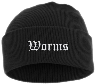 Worms Umschlagmütze - Altdeutsch - Bestickt - Mütze mit breitem Umschlag...