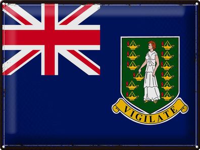 Blechschild Flagge Britische Jungferninseln 40x30 cm Retro Deko Schild tin sign