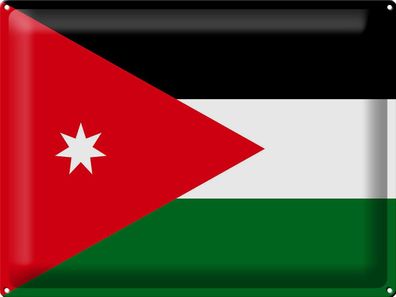 Blechschild Flagge Jordanien 40x30 cm Flag of Jordan Deko Schild tin sign