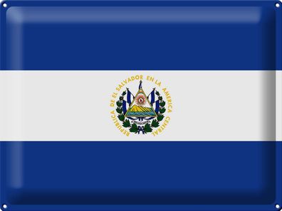 Blechschild Flagge El Salvador 40x30 cm Flag of El Salvador Deko Schild tin sign