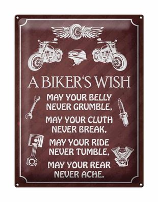 Blechschild Spruch 30x40cm biker`s Wish never crumble break Deko Schild tin sign