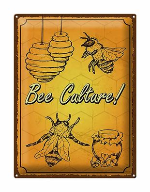 Blechschild Spruch 30x40 cm Bee culture Biene Honig Imkerei Deko Schild tin sign