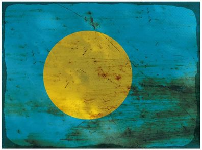 Blechschild Flagge Palau 40x30 cm Flag of Palau Rost Deko Schild tin sign