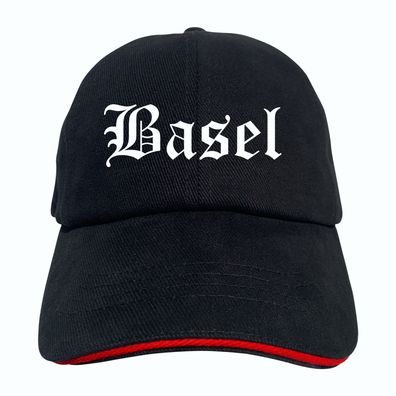 Basel Cappy - Altdeutsch bedruckt - Schirmmütze - Schwarz-Rotes Cap - ...