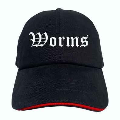 Worms Cappy - Altdeutsch bedruckt - Schirmmütze - Schwarz-Rotes Cap - ...