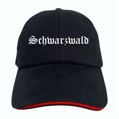 Schwarzwald Cappy - Altdeutsch bedruckt - Schirmmütze - Schwarz-Rotes ...