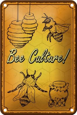 Blechschild Spruch 12x18 cm Bee culture Biene Honig Imkerei Deko Schild tin sign