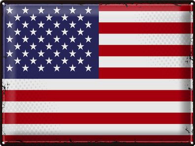 Blechschild Flagge Vereinigte Staaten 40x30 cm Retro States Deko Schild tin sign