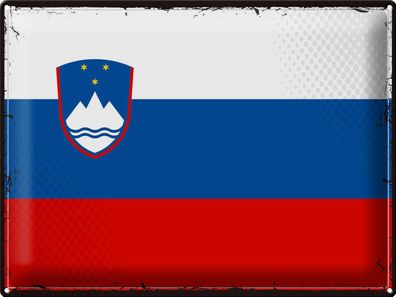 Blechschild Flagge Slowenien 40x30 cm Retro Flag Slovenia Deko Schild tin sign