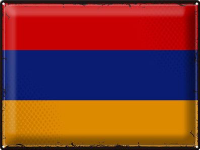Blechschild Flagge Armenien 40x30 cm Retro Flag of Armenia Deko Schild tin sign