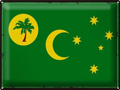 Blechschild Flagge Kokosinseln 40x30 cm Retro Cocos Islands Deko Schild tin sign