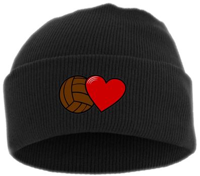 Fussball und Herz Umschlagmütze – Bestickt - Mütze mit breitem Umschlag ...