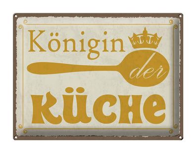 Blechschild Spruch 40x30 cm Königin der Küche Krone Deko Schild tin sign
