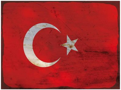 Blechschild Flagge Türkei 40x30 cm Flag of Turkey Rost Deko Schild tin sign