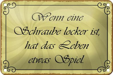Blechschild Spruch 18x12 cm Schraube locker Leben Spiel Deko Schild tin sign