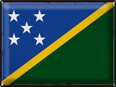 Blechschild Flagge Salomonen 40x30 cm Retro Solomon Islands Deko Schild tin sign