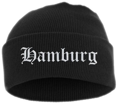 Hamburg Umschlagmütze - Altdeutsch - Bestickt - Mütze mit breitem Umschl...