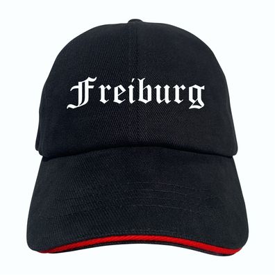 Freiburg Cappy - Altdeutsch bedruckt - Schirmmütze - Schwarz-Rotes Cap ...