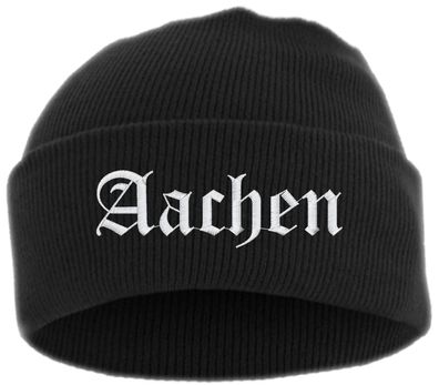 Aachen Umschlagmütze - Altdeutsch - Bestickt - Mütze mit breitem Umschla...