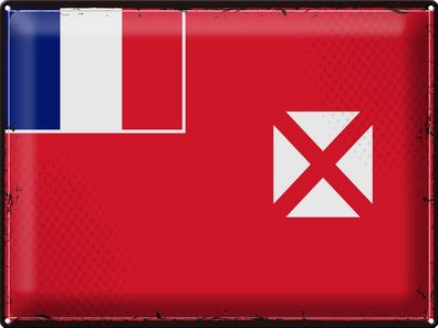 Blechschild Flagge Wallis und Futuna 40x30 cm Retro Wallis Deko Schild tin sign