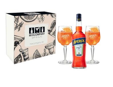 Aperol Geschenkset - Aperol Aperitivo Italiano 0,7L (11% Vol) + 2x Aperol Gläser