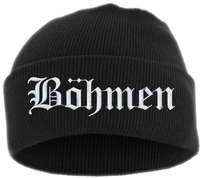 Böhmen Umschlagmütze - Altdeutsch - Bestickt - Mütze mit breitem Umschla...