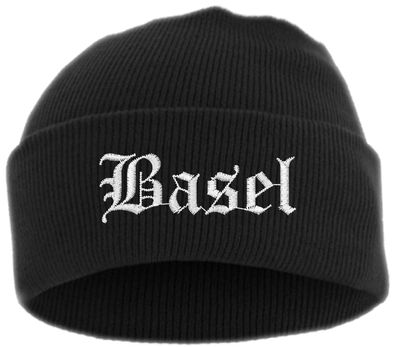 Basel Umschlagmütze - Altdeutsch - Bestickt - Mütze mit breitem Umschlag...