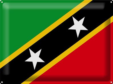 Blechschild Flagge St. Kitts und Nevis 40x30 cm Saint Kitts Deko Schild tin sign