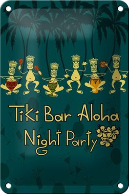 Blechschild Alkohol 12x18 cm Tiki Bar Aloha Night Party Deko Schild tin sign